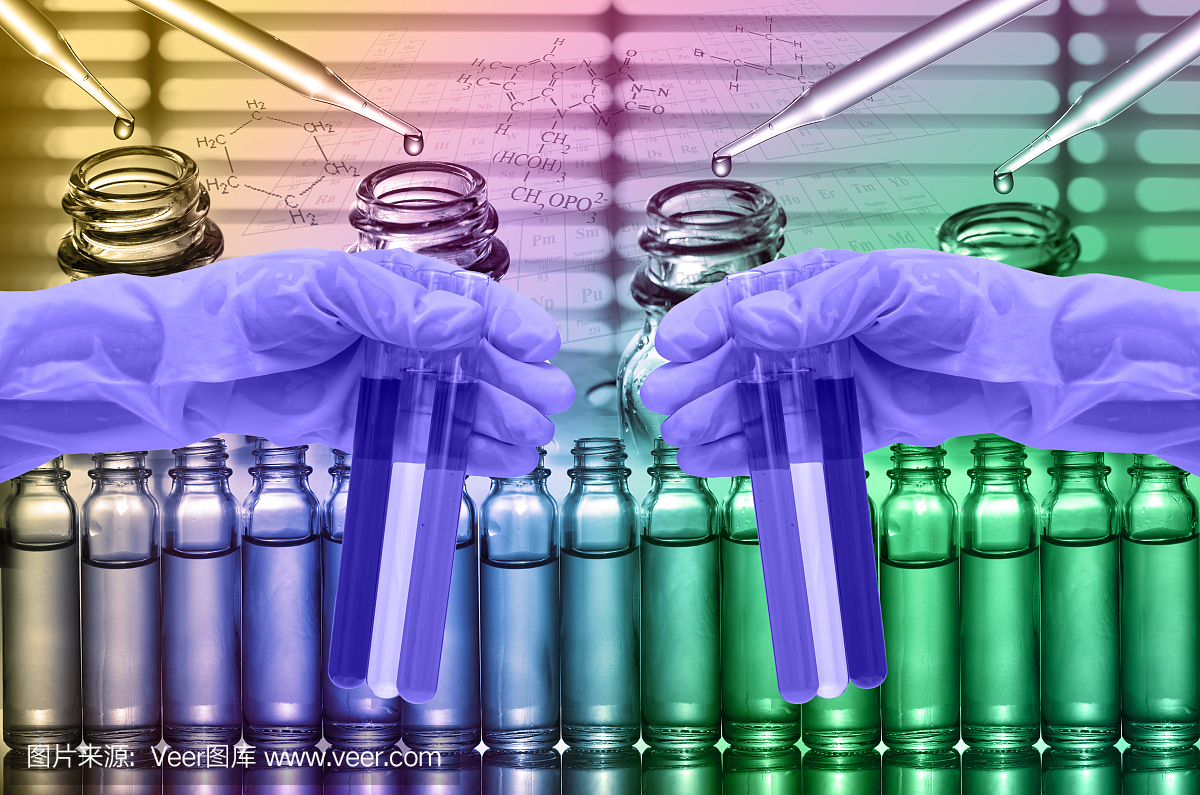 化学实验室,科学家将试剂投入测试fla